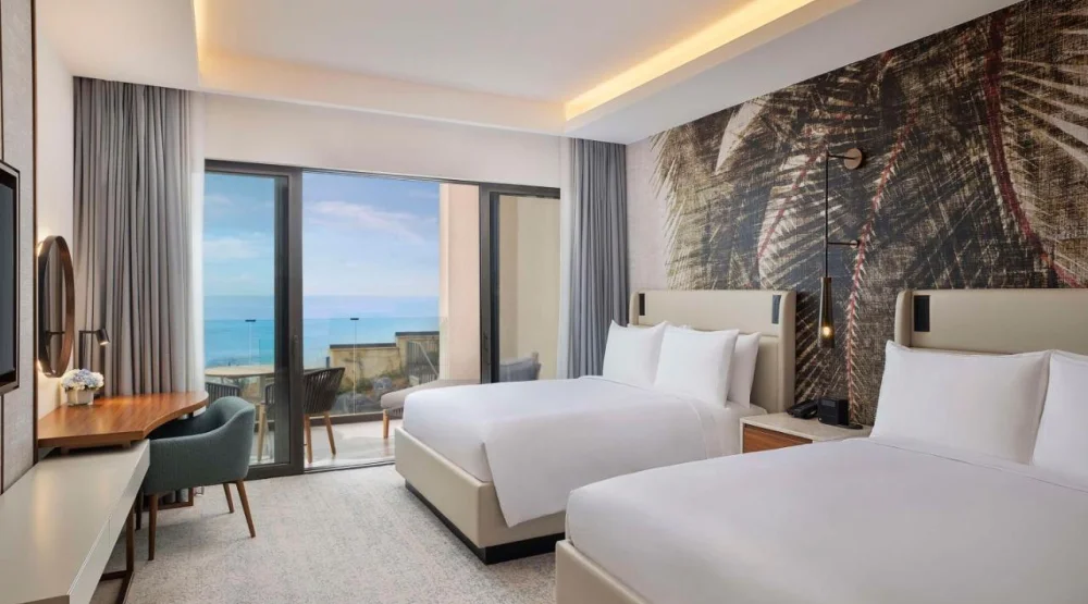 Deluxe Queen Room with Two Queen Beds and Ocean View at Conrad Rabat Arzana