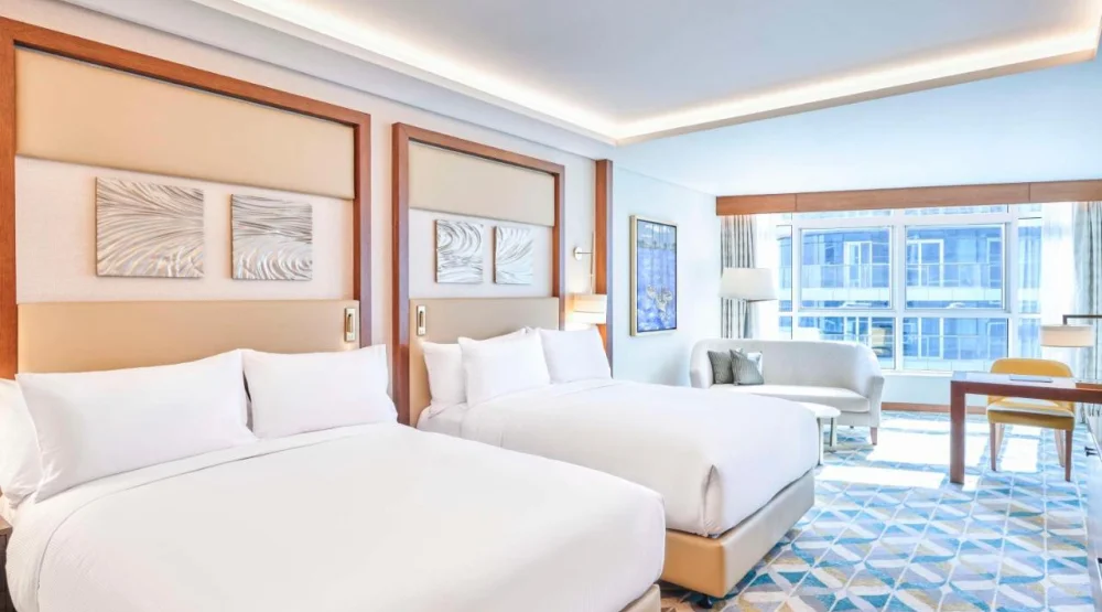 Premium Queen Room with Two Queen Beds - Partial Nile View at Hilton Cairo Nile Maadi