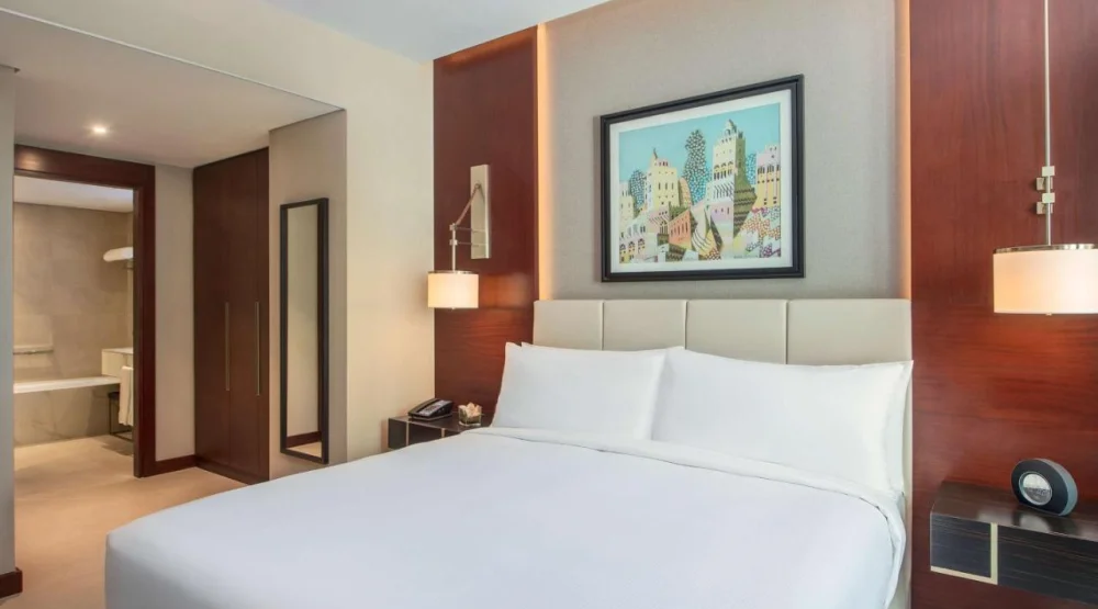 Superior One Bedroom Suite with Partial Sea View at Hilton Doha The Pearl