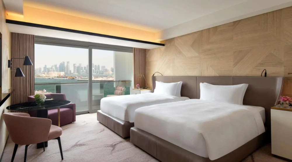 Premium Twin Room with Sea View and Balcony at Rixos Gulf Hotel Doha