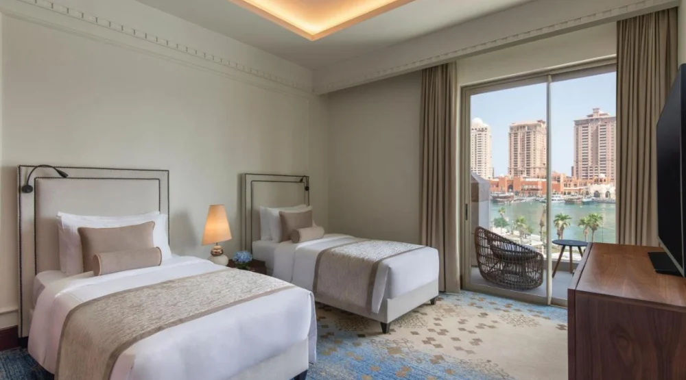 Two Bedroom Panoramic Suite with Sea View and Balcony at The St. Regis Marsa Arabia Island The Pearl Qatar