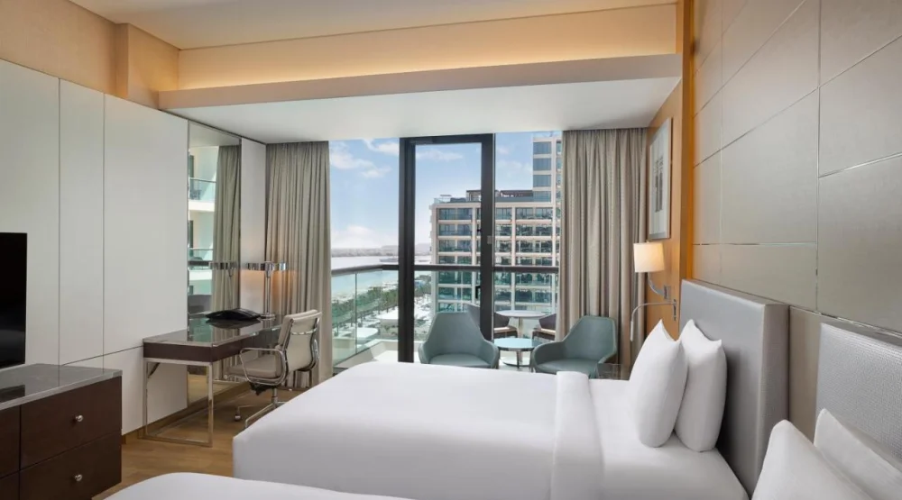 Two Double Beds Deluxe Room with Sea View and Balcony at Hilton Dubai Palm Jumeirah