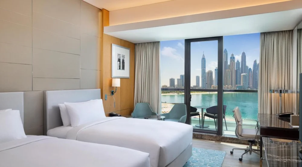 Premium Double Room with Two Double Beds and Balcony - Sea View at Hilton Dubai Palm Jumeirah