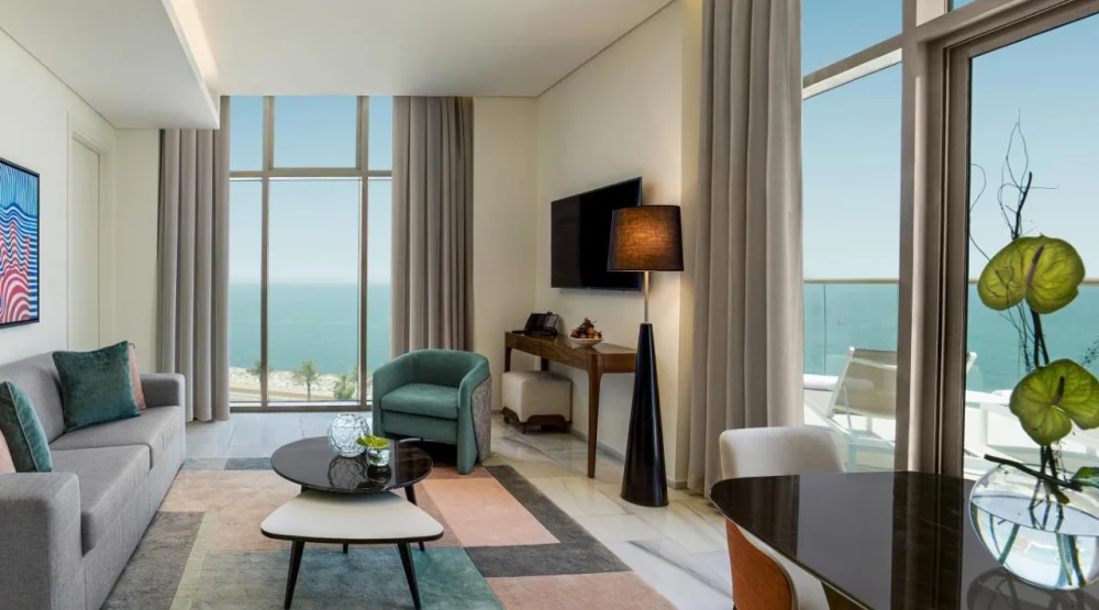 Family Two Bedroom Suite with Arabian Sea View, Balcony, Kitchen & Sofa Bed at Th8 Palm Dubai Beach Resort Vignette Collection