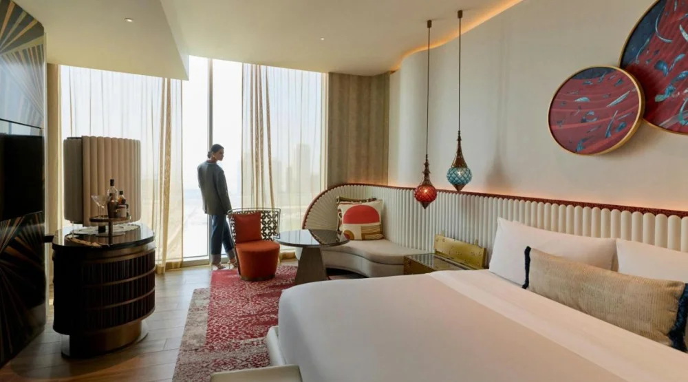Deluxe King Room with Harbor View and Balcony at W Dubai Mina Seyahi