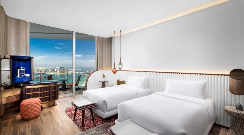 Deluxe Twin Room with Sea View and Balcony at W Dubai Mina Seyahi
