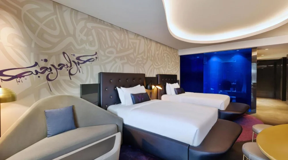 Fabulous Double Room with Two Double Beds, Ocean View with Private Balcony at W Dubai The Palm