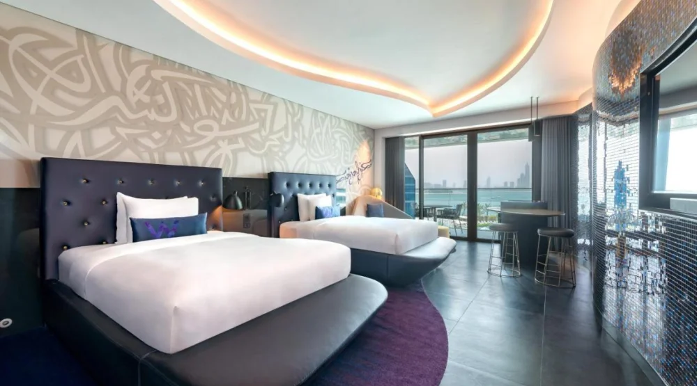Spectacular Double Room with Two Double Beds, Skyline View with Private Balcony at W Dubai The Palm