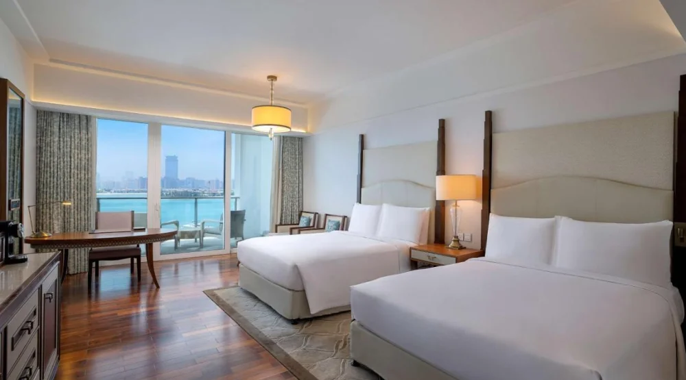 Deluxe Queen Room with Two Queen Beds and Palm Sea View at Waldorf Astoria Dubai Palm Jumeirah