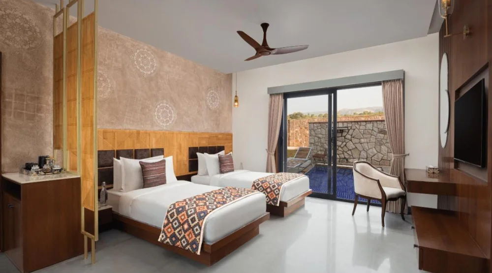 Premium Twin Room with Aravali View at Bookmark Resorts Jogi Mahal Ranthambore