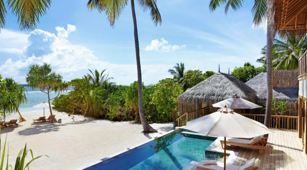 Two Bedroom Ocean Beach Villa with Pool at Six Senses Laamu