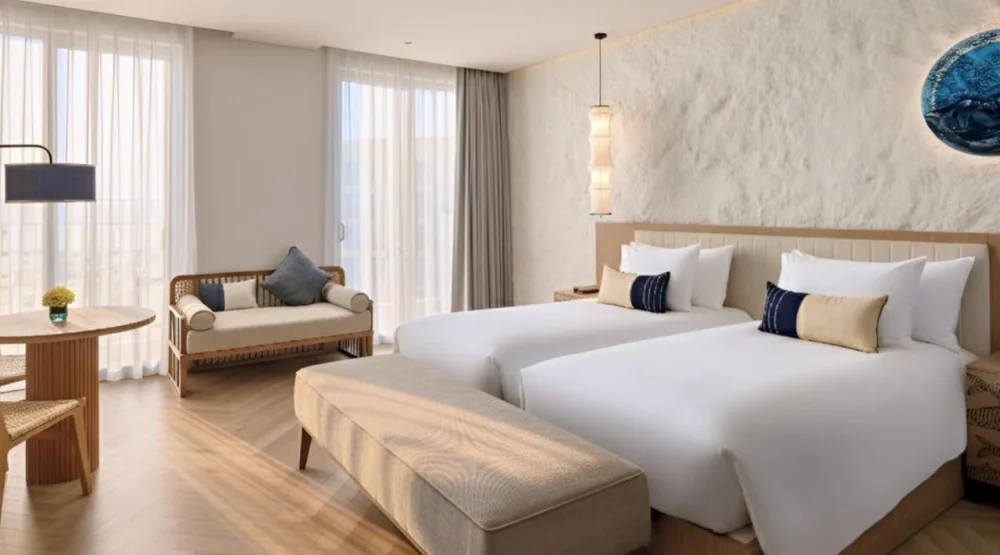 Premier Twin Room with Partial Ocean View at Wyndham Hoi An Royal Beachfront Resort