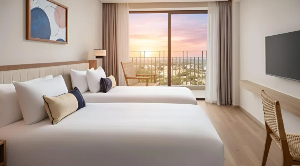 Superior Twin Room with Partial Ocean View at Wyndham Hoi An Royal Beachfront Resort