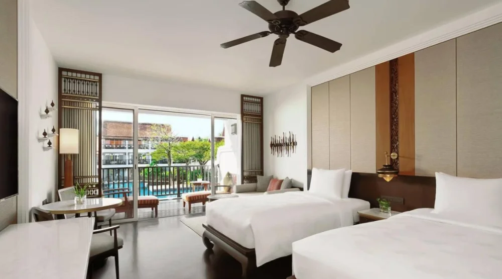 Deluxe Twin Room with One Twin Bed with Sofa Bed and Pool View at JW Marriott Khao Lak Resort & Spa