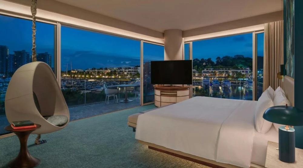 W Suite, One Bedroom Suite, One Super King Bed, Balcony at W Singapore Sentosa Cove