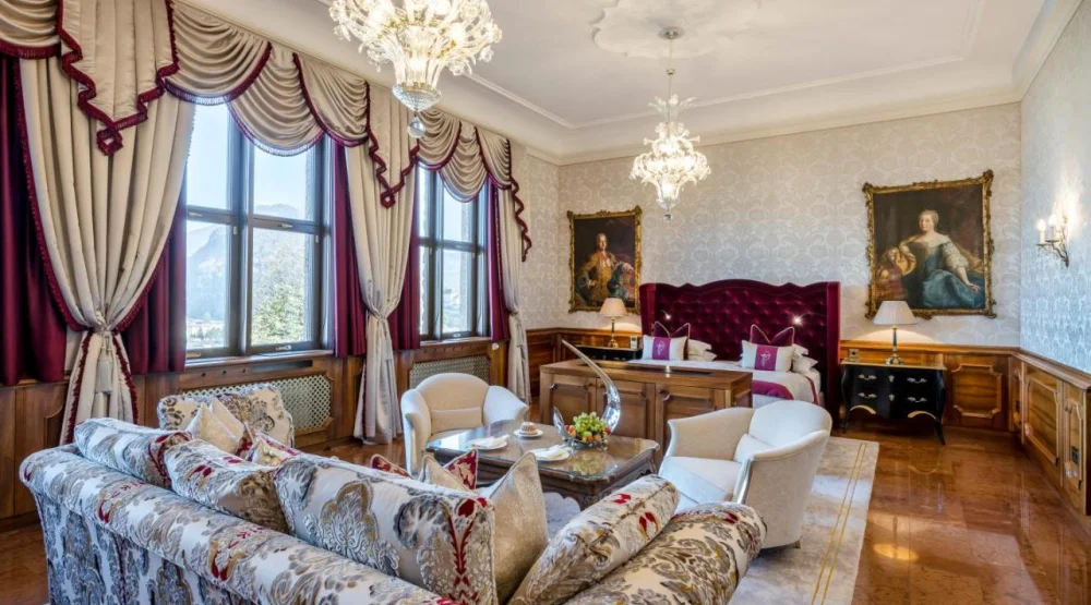 Royal Suite with Panoramic View and Private Terrace at Hotel Schloss Monchstein