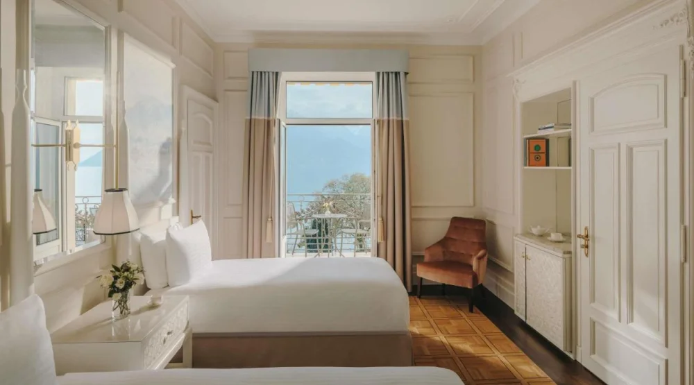 Fairmont Twin Room with Partial Lake View at Fairmont Le Montreux Palace