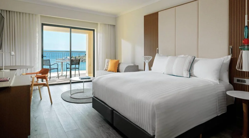 Deluxe Sea View Room with One King Bed with Balcony at Malta Marriott Resort & Spa