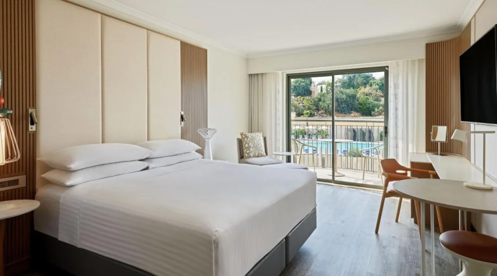 Deluxe Pool View Room, One King Bed with Balcony at Malta Marriott Resort & Spa