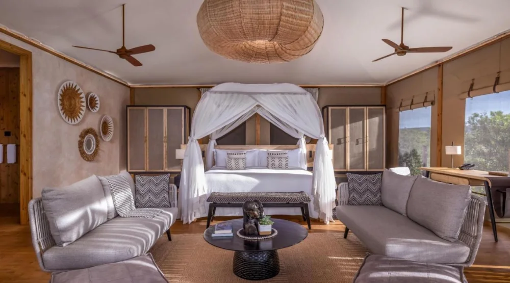 Deluxe King Suite with Balcony and River View at JW Marriott Masai Mara Lodge