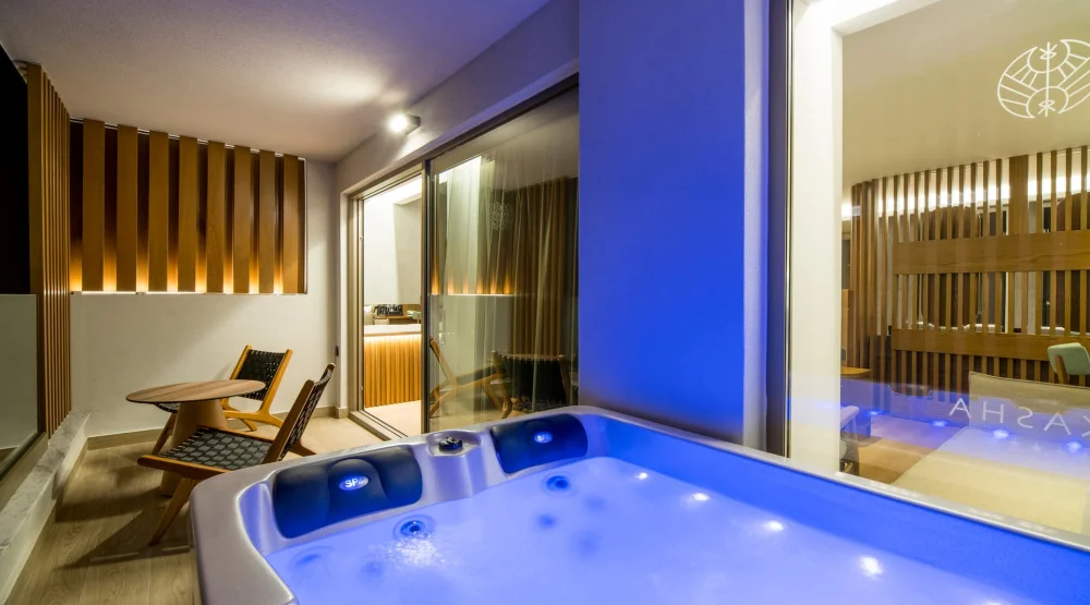 Dazzling Junior Suite Outdoor Hot Tub at AKASHA Beach Hotel & Spa
