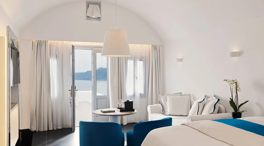 Honeymoon Suite with Open Air Jetted Tub at Katikies Santorini