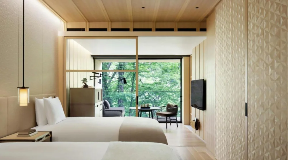 Riverside Garden View, Guest Room, Two Double, Balcony at The Ritz-Carlton Nikko